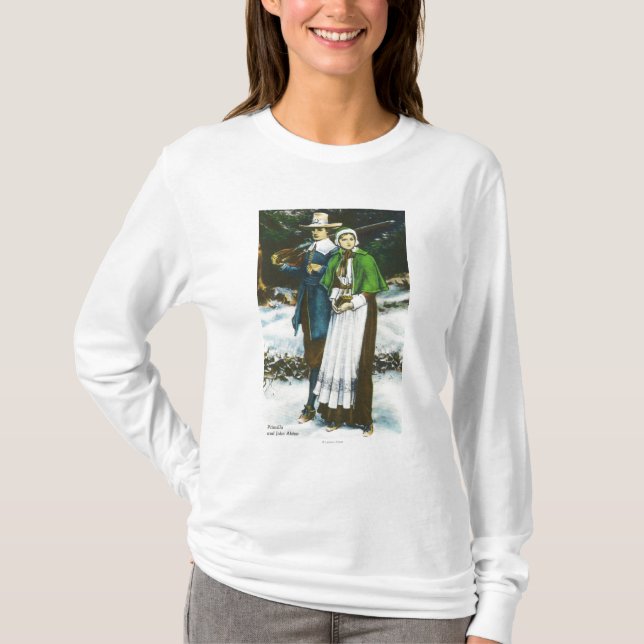 Priscilla och John Alden plats T-shirt (Framsida)