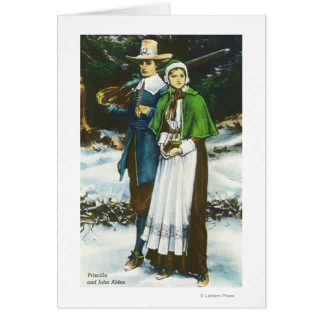 Priscilla och John Alden Scene Hälsningskort (Framsidan)