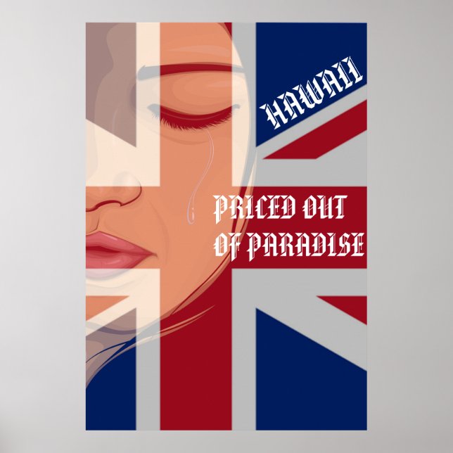 PRISERAT FRÅN PARADISE - GRÅTANDE WAHINE HI Flagga Poster (Framsidan)
