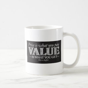 Priset är vad du söker - vit på svart kaffemugg