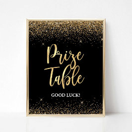 Priset Bord Sign Black & Guld Glitter Confetti Poster