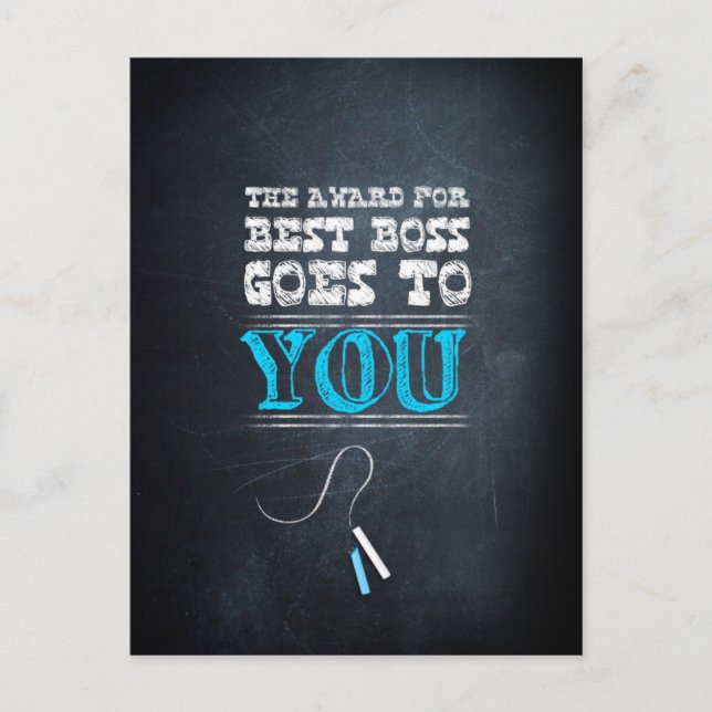 Priset för bästa chef går till dig! vykort (Framsida)