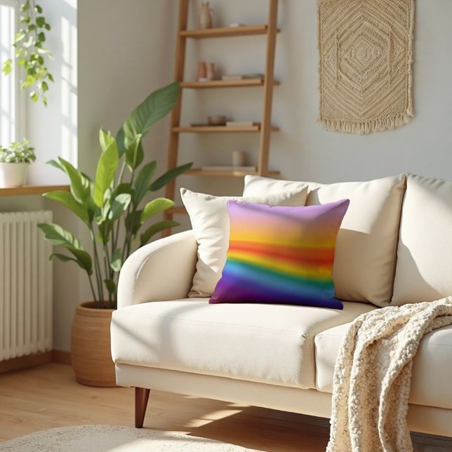 Prisflöde - Vågigt Pastellns regnbågsövertoning Kudde (Wavy Pastel Flow. Bohemian elegance for your home. Accent your sofa with soft, artistic color.)