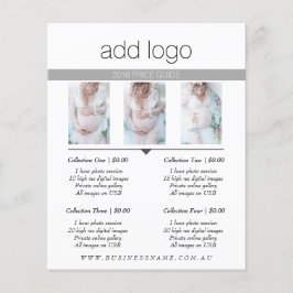 PRISGUIDE FÖR FOTOGRAFERING PRISLISTA SESSIONSAVGI FLYGBLAD