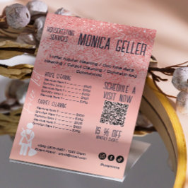 Prishandledning Hemstädning Rosa Guld Qr Kod Flygblad