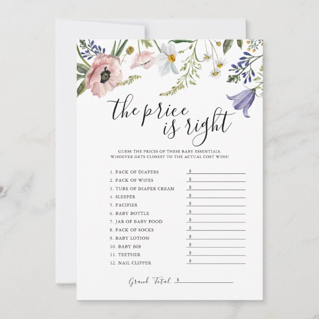 Prishjulet Baby Shower Spelkort Inbjudningar (Framsida)