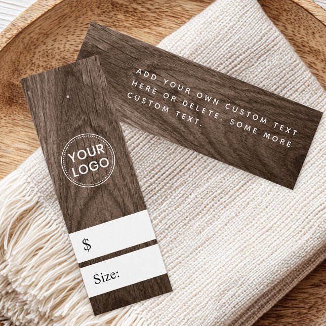 Prislapp med utseende av brun trädstruktur litet visitkort (Brown wood grain look price tag)