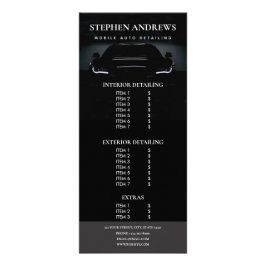 Prislista för bilvård och reparation reklamkort