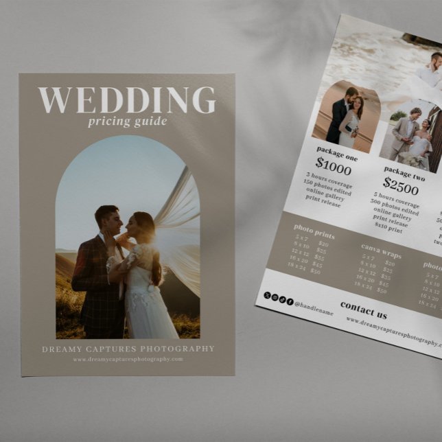 Prislista för fotografering vid bågbröllop reklamblad (Skapare uppladdad)