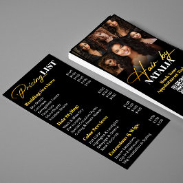 Prislista för Luxury Black Guld Hair Salon Service Meny