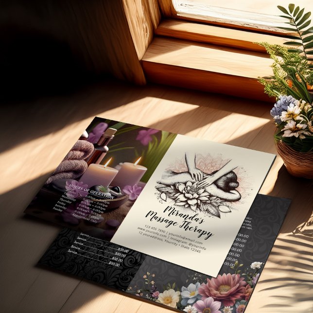 Prislista för Massage Terapi Läkande händer Bifold (Skapare uppladdad)
