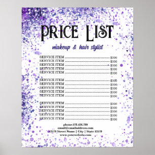 Prislista för Purple Sparkle för yrkespersoner ino Poster