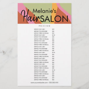 Prislista för Retro Hår Salong Flyer Vågor 