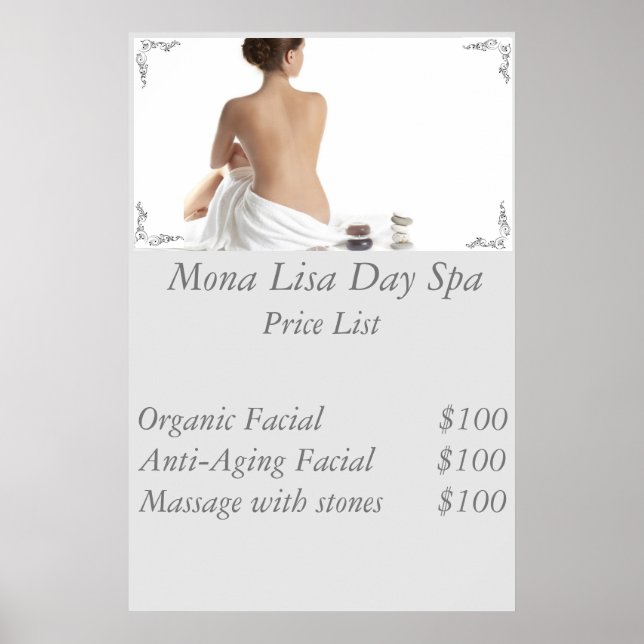 Prislista för spa poster (Framsidan)