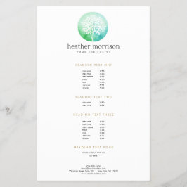 Prislista för Watercolor Tree Yoga and Wellness Flygblad