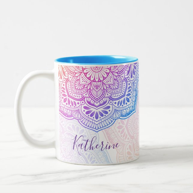 Prism Flower Mandala Personalized Mug Två-Tonad Mugg (Vänster)