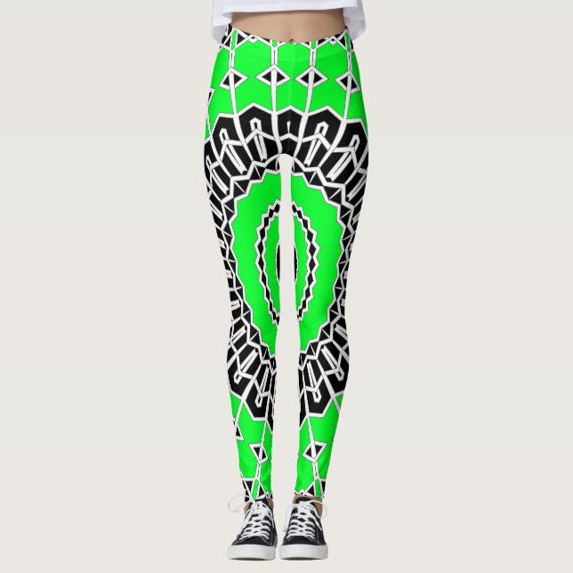 Prism Mandala ( Grön ) Leggings (Framsida)