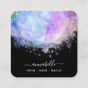 *~* Prism QR AP26 OPAL Rainbow Etheral Dandelion Fyrkantigt Visitkort