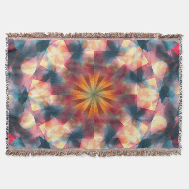 Prismatic Kaleidoscopic Psychedelic Mandala Filt (Framsidan)