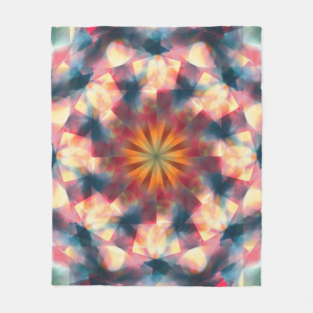 Prismatic Kaleidoscopic Psychedelic Mandala Fleecefilt (Framsidan)