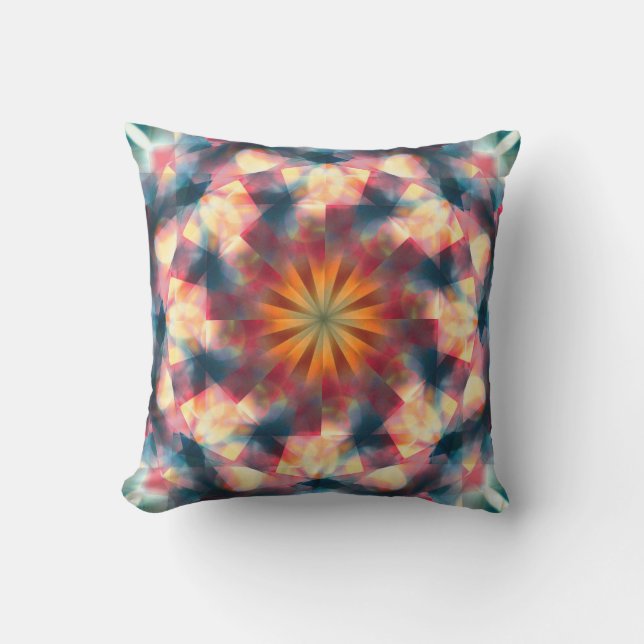 Prismatic Kaleidoscopic Psychedelic Mandala Kudde (Framsida)