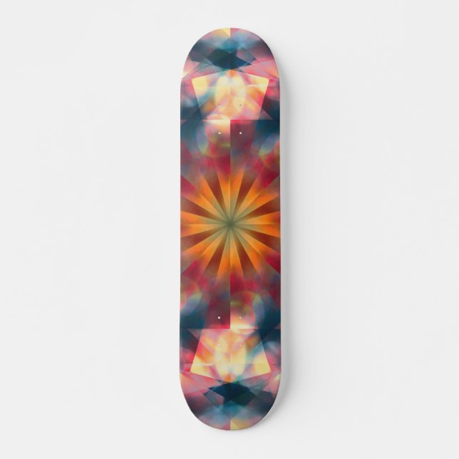 Prismatic Kaleidoscopic Psychedelic Mandala Mini Skateboard Bräda 18,5 Cm (Framsida)