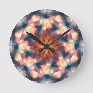 Prismatic Kaleidoscopic Psychedelic Mandala Rund Klocka