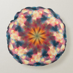 Prismatic Kaleidoscopic Psychedelic Mandala Rund Kudde