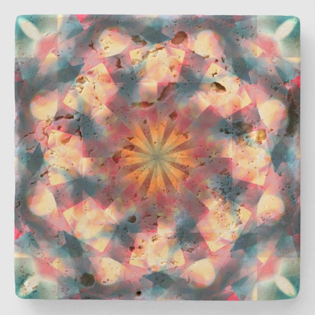 Prismatic Kaleidoscopic Psychedelic Mandala Stenunderlägg (Framsidan)