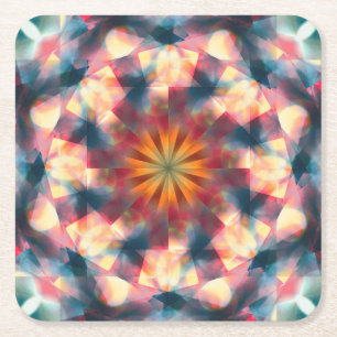 Prismatic Kaleidoscopic Psychedelic Mandala Underlägg Papper Kvadrat
