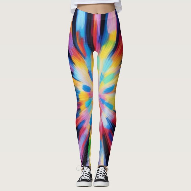 Prismatic Radiance: Abstract Sunburst Radio Waves  Leggings (Framsida)