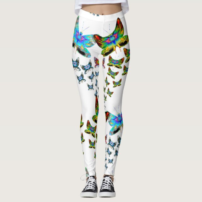 Prismatic Rainbow Butterfly Leggings (Framsida)