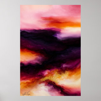 Prismatic Storm Fiery Abstract Poster