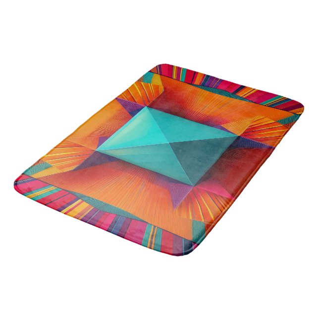 Prismatic Sunburst:Bold Abstract Geometric Diamond Badrumsmatta (Vinklad)