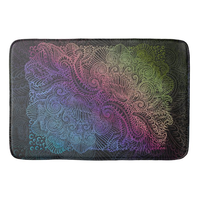 Prismatic Swirl | Regnbåge Feather Art Badrumsmatta (Framsidan)