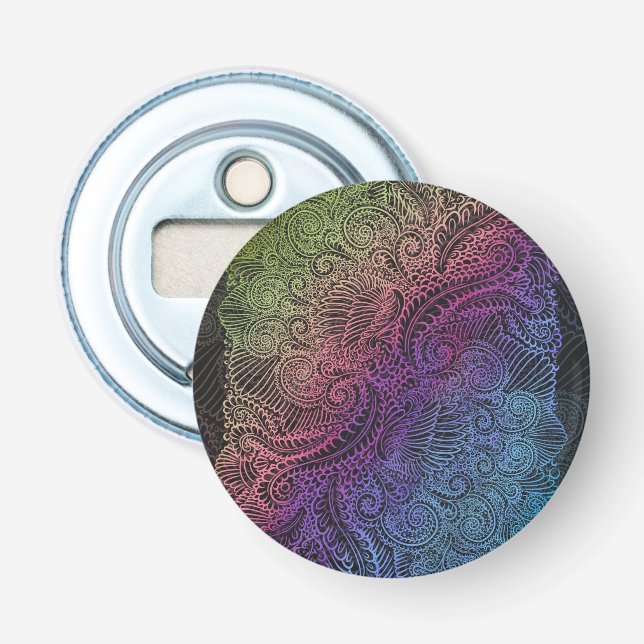 Prismatic Swirl | Regnbåge Feather Art Flasköppnare (Framsidan)
