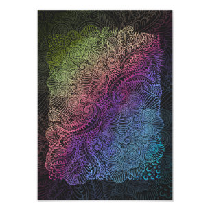Prismatic Swirl Regnbåge Feather Art Fototryck