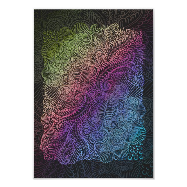Prismatic Swirl | Regnbåge Feather Art Fototryck (Framsidan)