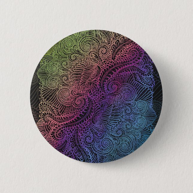 Prismatic Swirl | Regnbåge Feather Art Knapp (Framsida)