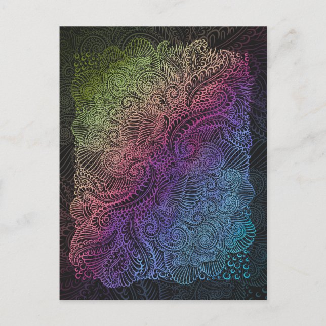 Prismatic Swirl | Regnbåge Feather Art Vykort (Framsida)