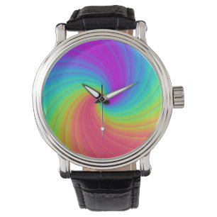 Prismatic Trippy Rainbow Spiral Whirl Swirl art Armbandsur