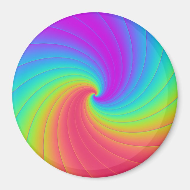 Prismatic Trippy Rainbow Spiral Whirl Swirl art Magnet (Framsidan)