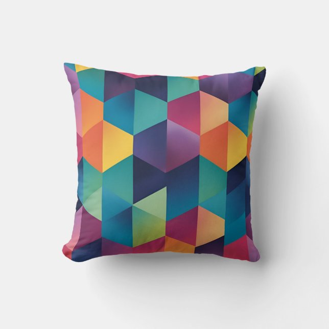 Prismatisk geometrisk symfoni kudde (Framsida)