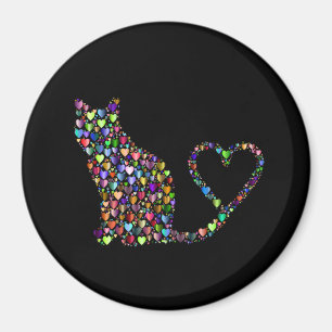 Prismatisk katt Silhouette, hjärta, Magnet