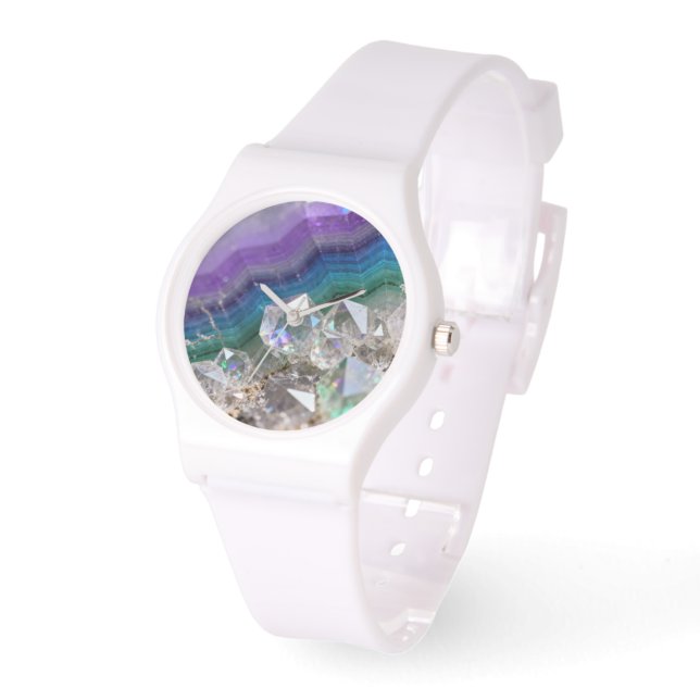 Prismatisk kvartsfusion Vibrant kristalldesign Armbandsur (Vinkel)