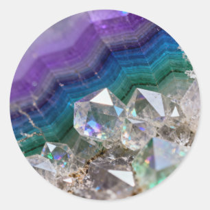 Prismatisk kvartsfusion Vibrant kristalldesign Runt Klistermärke