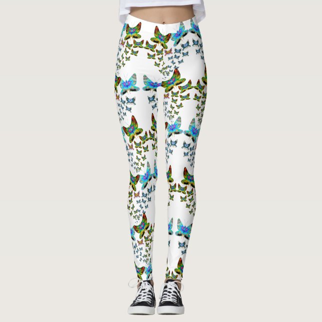 Prismatiska fjärilssvärmleggings leggings (Framsida)