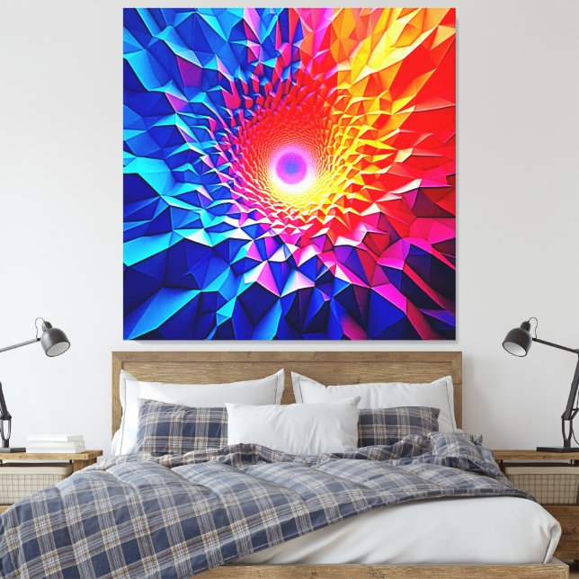 Prismatiskt geometriskt färgvirveldesign canvastryck (Insitu (sovrum))