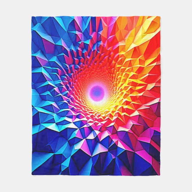 Prismatiskt geometriskt färgvirveldesign fleecefilt (Framsidan)