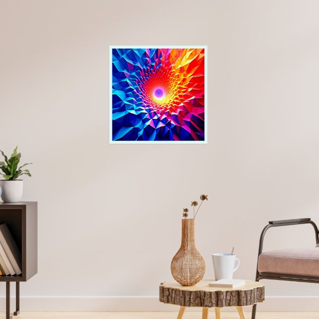 Prismatiskt geometriskt färgvirveldesign poster (Vardagsrum 3)